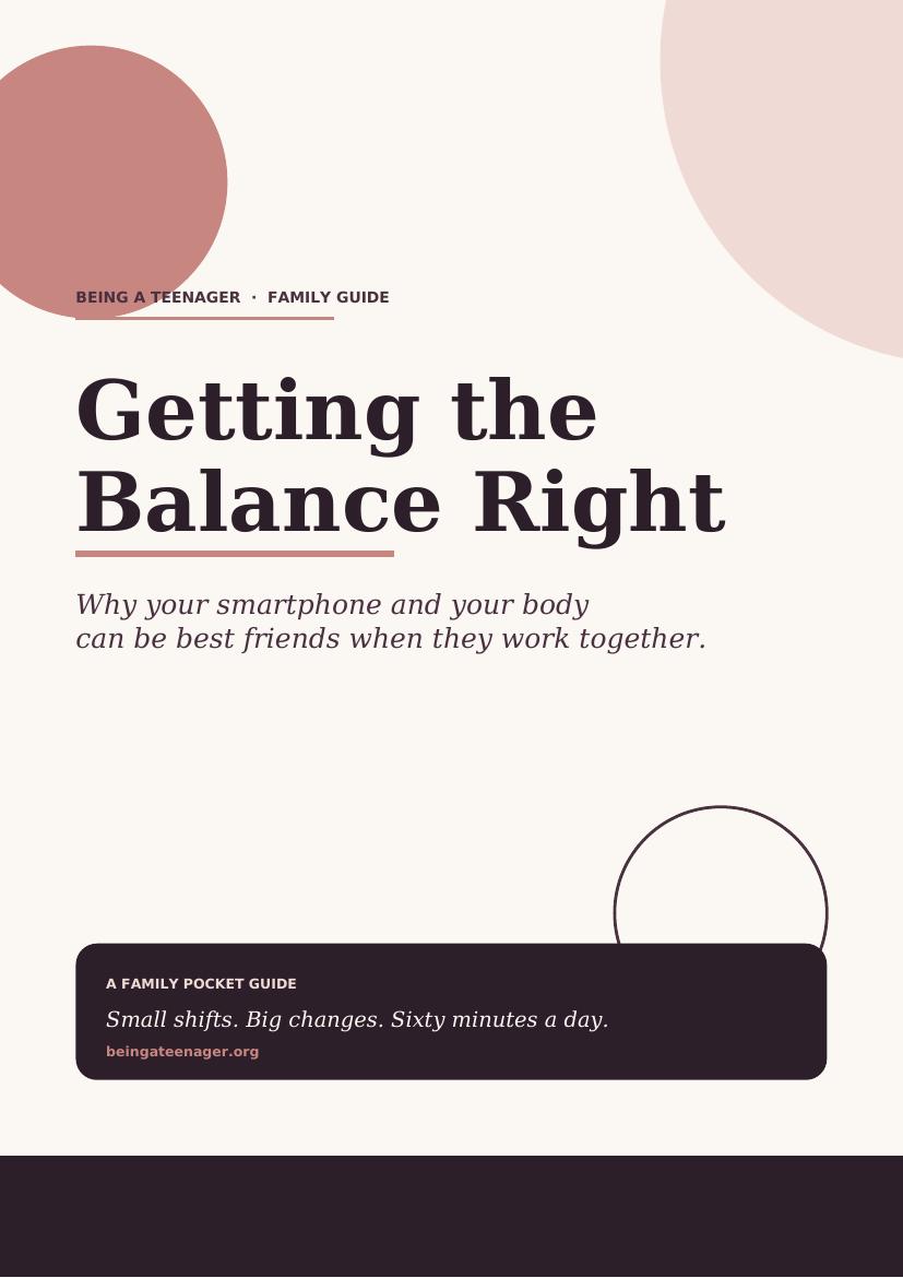Getting the Balance Right — cover of the free family pocket guide